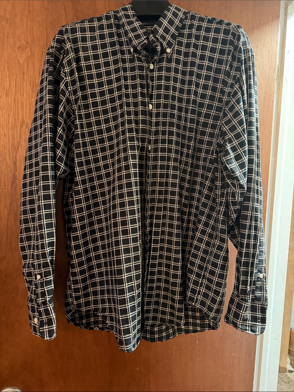 Nautica Black & White Windowpane Button-Down Shirt
